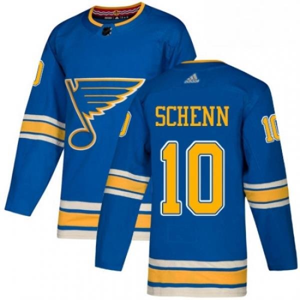 Mens Adidas St Louis Blues 10 Brayden Schenn Blue Alternate Authentic Stitched NHL Jersey