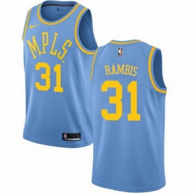 Mens Nike Los Angeles Lakers 31 Kurt Rambis Authentic Blue Hardwood Classics NBA Jersey