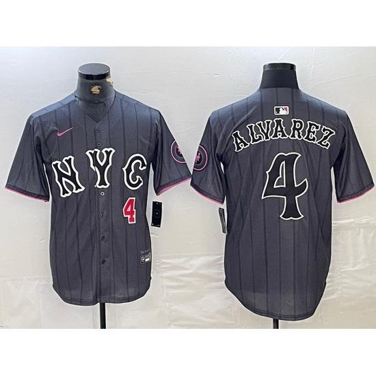 Men NeW York Mets 4 Francisco Alvarez Graphite 2024 City Connect Limited Stitched Baseball Jersey 2