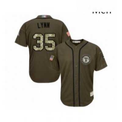 Mens Texas Rangers 35 Lance Lynn Authentic Green Salute to Service Baseball Jersey