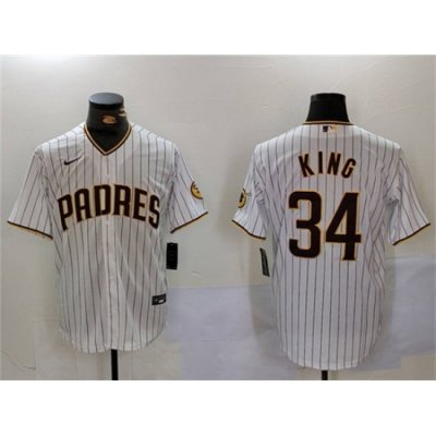 Men San Diego Padres 34 Michael King White Cool Base Stitched Baseball Jersey