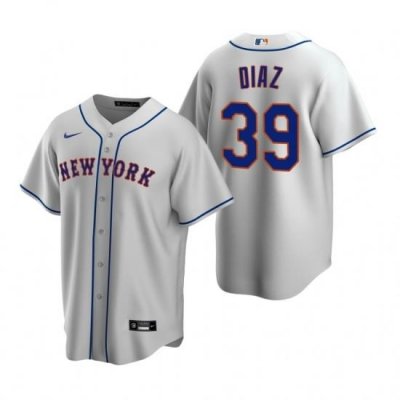 Mens Nike NeW York Mets 39 EdWin Diaz Gray Road Stitched Baseball Jersey