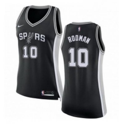 Womens Nike San Antonio Spurs 10 Dennis Rodman Authentic Black Road NBA Jersey Icon Edition