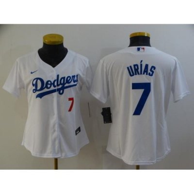 Women's Los Angeles Dodgers #7 Julio Urias White Stitched MLB Cool Base Nike Jersey