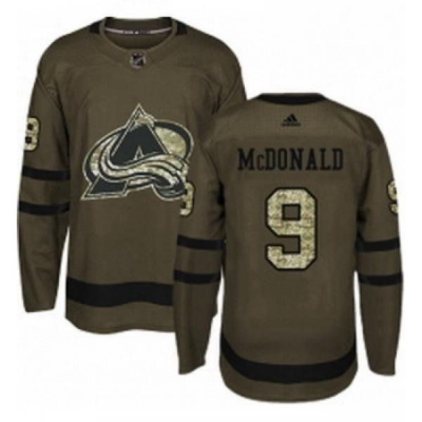 Youth Adidas Colorado Avalanche 9 Lanny McDonald Authentic Green Salute to Service NHL Jersey