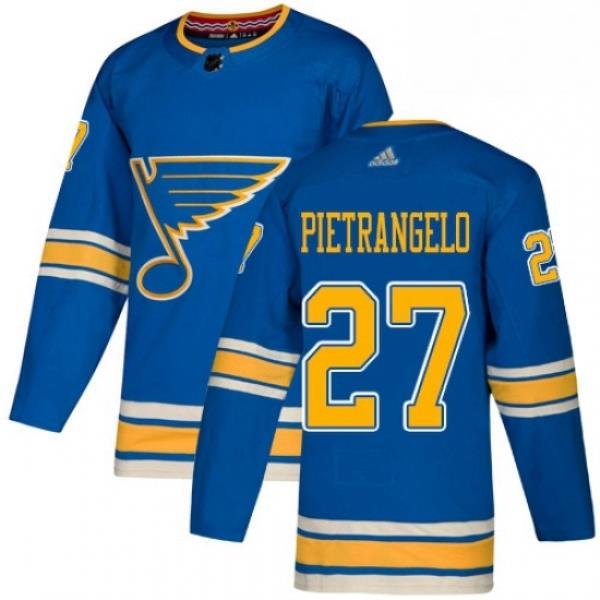 Mens Adidas St Louis Blues 27 Alex Pietrangelo Blue Alternate Authentic Stitched NHL Jersey