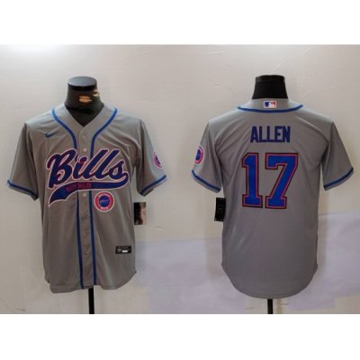 Men Buffalo Bills 17 Josh Allen Grey Team Cool Base Stitched Baseball Jersey 5