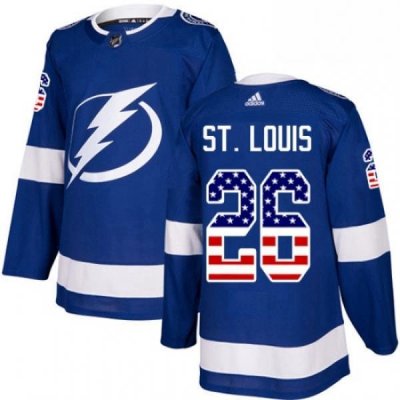 Mens Adidas Tampa Bay Lightning 26 Martin St Louis Authentic Blue USA Flag Fashion NHL Jersey