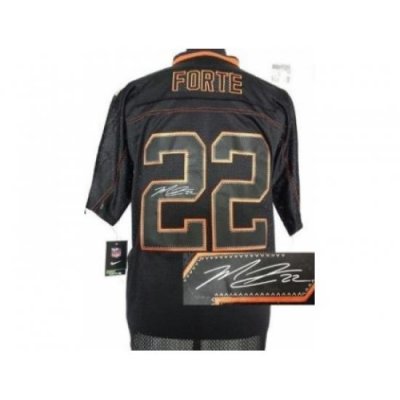 Nike Chicago Bears 22 Matt Forte Black Elite Light Out Signed NFL Jersey