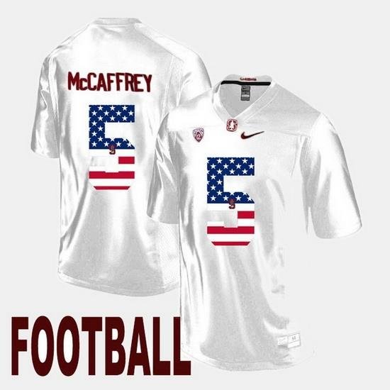 Christian Mccaffrey White Stanford Cardinal Us Flag Fashion Jersey