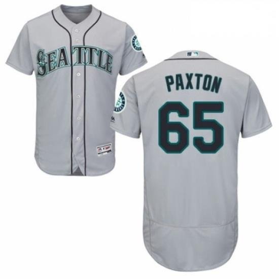 Mens Majestic Seattle Mariners 65 James Paxton Grey Road Flex Base Authentic Collection MLB Jersey