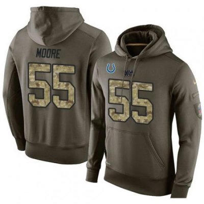 NFL Nike Indianapolis Colts 55 Sio Moore Green Salute To Service Mens Pullover Hoodie