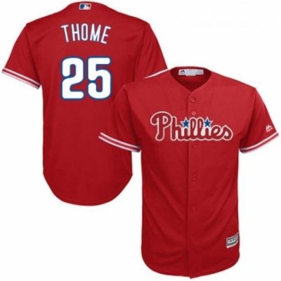 Youth Majestic Philadelphia Phillies 25 Jim Thome Replica Red Alternate Cool Base MLB Jersey