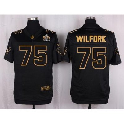 Nike Texans #75 Vince Wilfork Black Mens Stitched NFL Elite Pro Line Gold Collection Jersey