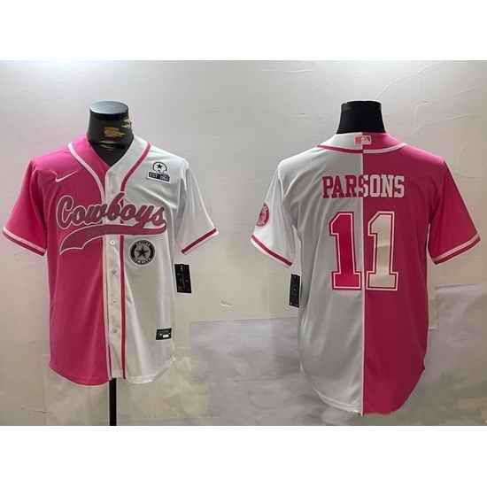 Men Dallas Cowboys 11 Micah Parsons 2024 Arctic white red Stitched Baseball Jersey 7