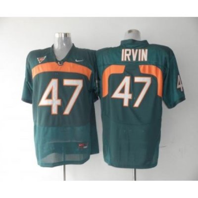 Hurricanes #47 Michael Irvin Green Embroidered NCAA Jerseys