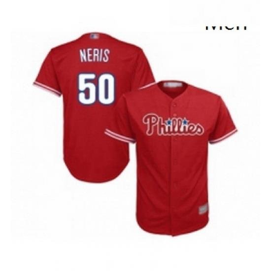 Mens Philadelphia Phillies 50 Hector Neris Replica Red Alternate Cool Base Baseball Jersey