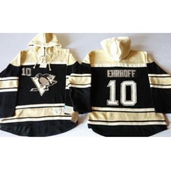 Pittsburgh Penguins #10 Christian Ehrhoff Black Sawyer Hooded Sweatshirt Stitched NHL Jersey