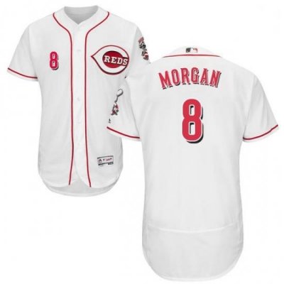 Mens Majestic Cincinnati Reds 8 Joe Morgan White Home Flex Base Authentic Collection MLB Jersey