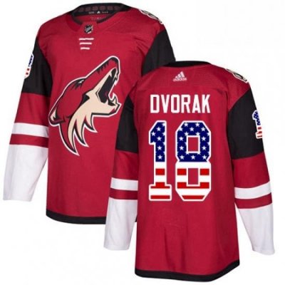 Mens Adidas Arizona Coyotes 18 Christian Dvorak Authentic Red USA Flag Fashion NHL Jersey