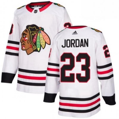 Mens Adidas Chicago Blackhawks 23 Michael Jordan Authentic White Away NHL Jersey