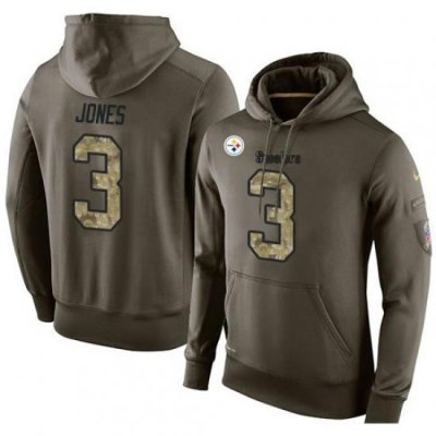 NFL Nike Pittsburgh Steelers 3 Landry Jones Green Salute To Service Mens Pullover Hoodie