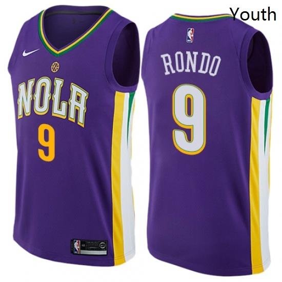 Youth Nike New Orleans Pelicans 9 Rajon Rondo Swingman Purple NBA Jersey City Edition