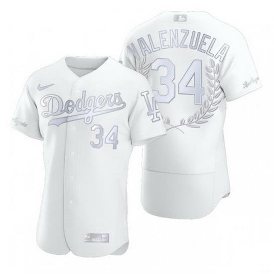 Dodgers 34 Fernando Valenzuela White Nike Flexbase Fashion Jersey