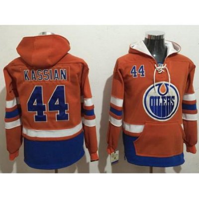 Men Edmonton Oilers 44 Zack Kassian Orange Name  26 Number Pullover NHL Hoodie