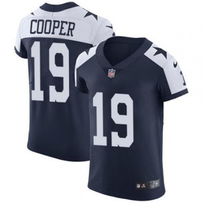 Nike CoWboys #19 Amari Cooper Navy Blue Thanksgiving Men Stitched NFL Vapor Untouchable ThroWback Elite Jersey