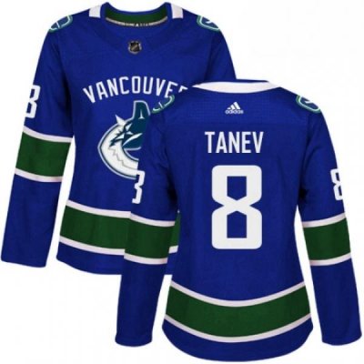 Womens Adidas Vancouver Canucks 8 Christopher Tanev Authentic Blue Home NHL Jersey