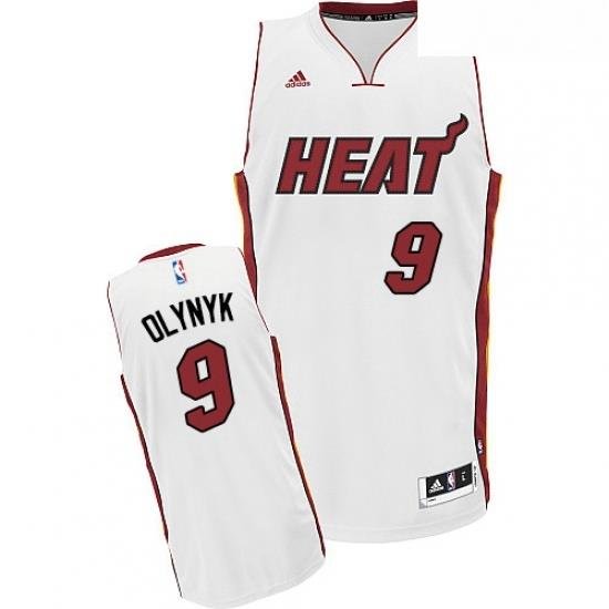 Youth Adidas Miami Heat 9 Kelly Olynyk Swingman White Home NBA Jersey