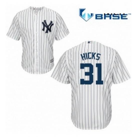 Mens Majestic New York Yankees 31 Aaron Hicks Replica White Home MLB Jersey