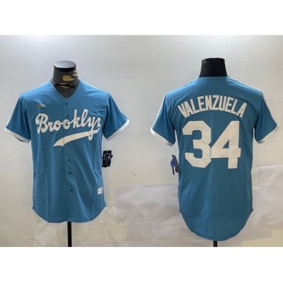 Los Angeles Dodgers 34 Fernando Valenzuela blue Authentic Collection Stitched MLB Jersey