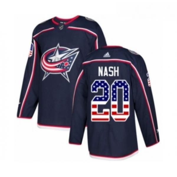 Youth Adidas Columbus Blue Jackets 20 Riley Nash Authentic Navy Blue USA Flag Fashion NHL Jersey