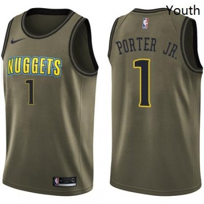 Youth Nike Denver Nuggets 1 Michael Porter Jr Green NBA Swingman Salute to Service Jersey