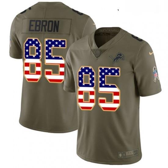 Youth Nike Detroit Lions 85 Eric Ebron Limited OliveUSA Flag Salute to Service NFL Jersey