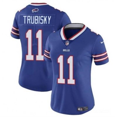 Women Buffalo Bills 11 Mitch Trubisky Blue Vapor Stitched Football Jersey