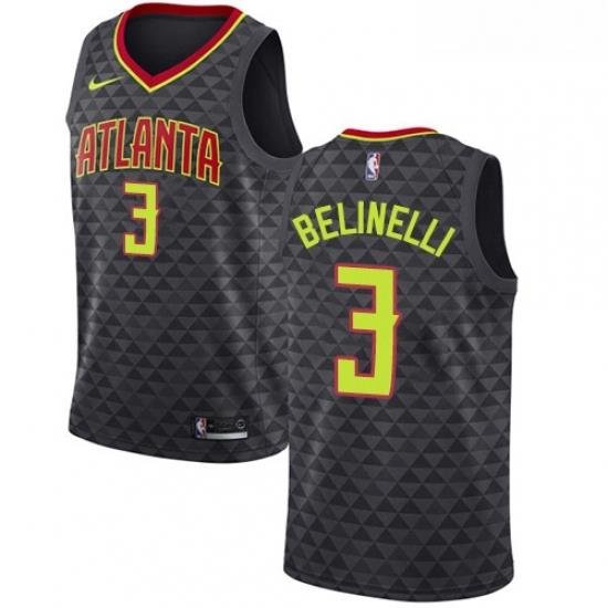 Youth Nike Atlanta Hawks 3 Marco Belinelli Authentic Black Road NBA Jersey Icon Edition