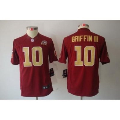 Youth Nike Washington Redskins #10 Robert Griffin III Red Color LIMITED Jerseys 80Th Patch