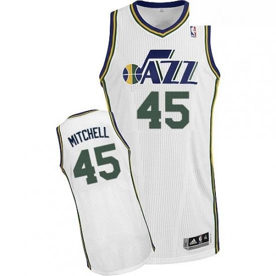 Youth Adidas Utah Jazz 45 Donovan Mitchell Authentic White Home NBA Jersey