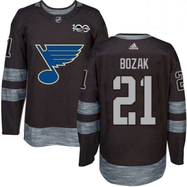 Mens Adidas St Louis Blues 21 Tyler Bozak Authentic Black 1917 2017 100th Anniversary NHL Jersey