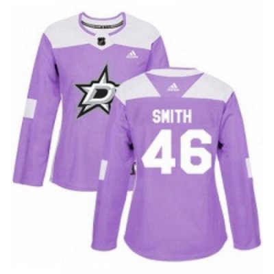 Womens Adidas Dallas Stars 46 Gemel Smith Authentic Purple Fights Cancer Practice NHL Jersey