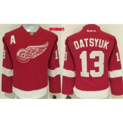 Red Wings #13 Pavel Datsyuk Red Womens Home Stitched NHL Jersey