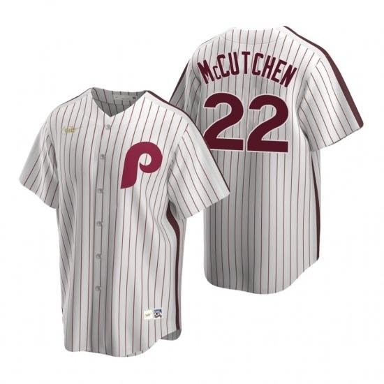 Mens Nike Philadelphia Phillies 22 AndreW McCutchen White CooperstoWn Collection Home Stitched Baseball Jersey