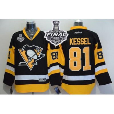 Penguins #81 Phil Kessel Black Alternate 2017 Stanley Cup Final Patch Stitched NHL Jersey