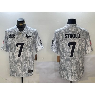 Men Houston Texans 7 C J  Stroud 2024 F U S E Arctic Camo Salute To Service Limited Stitched Football Jersey