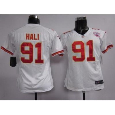 Women Nike Kansas City Chiefs 91 Tamba Hali White Nike NFL Jerseys