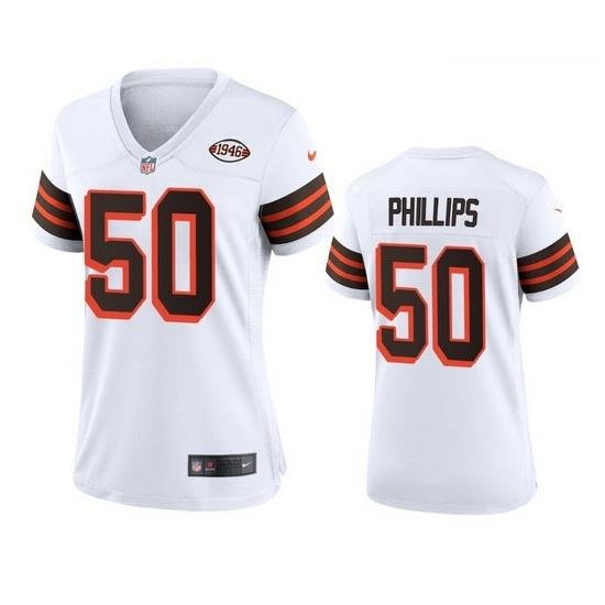 Women Cleveland Browns 50 Jacob Phillips Nike 1946 Collection Alternate Game Limited NFL Jersey   White