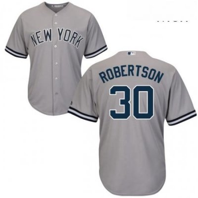 Mens Majestic New York Yankees 30 David Robertson Replica Grey Road MLB Jersey